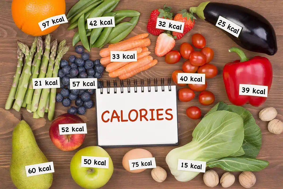 Calorie chart of healthy foods.
