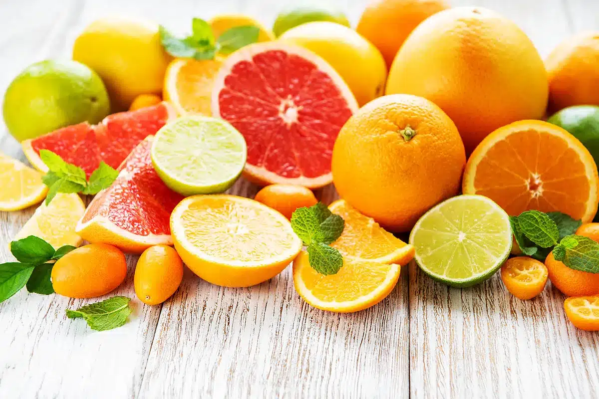 Assortment of citrus fruits.
