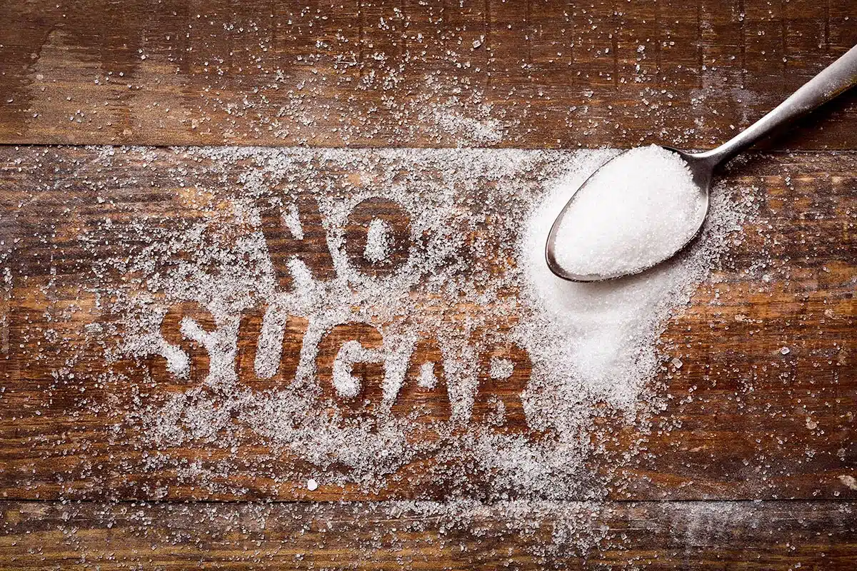 Sugar with "No Sugar" written in it.