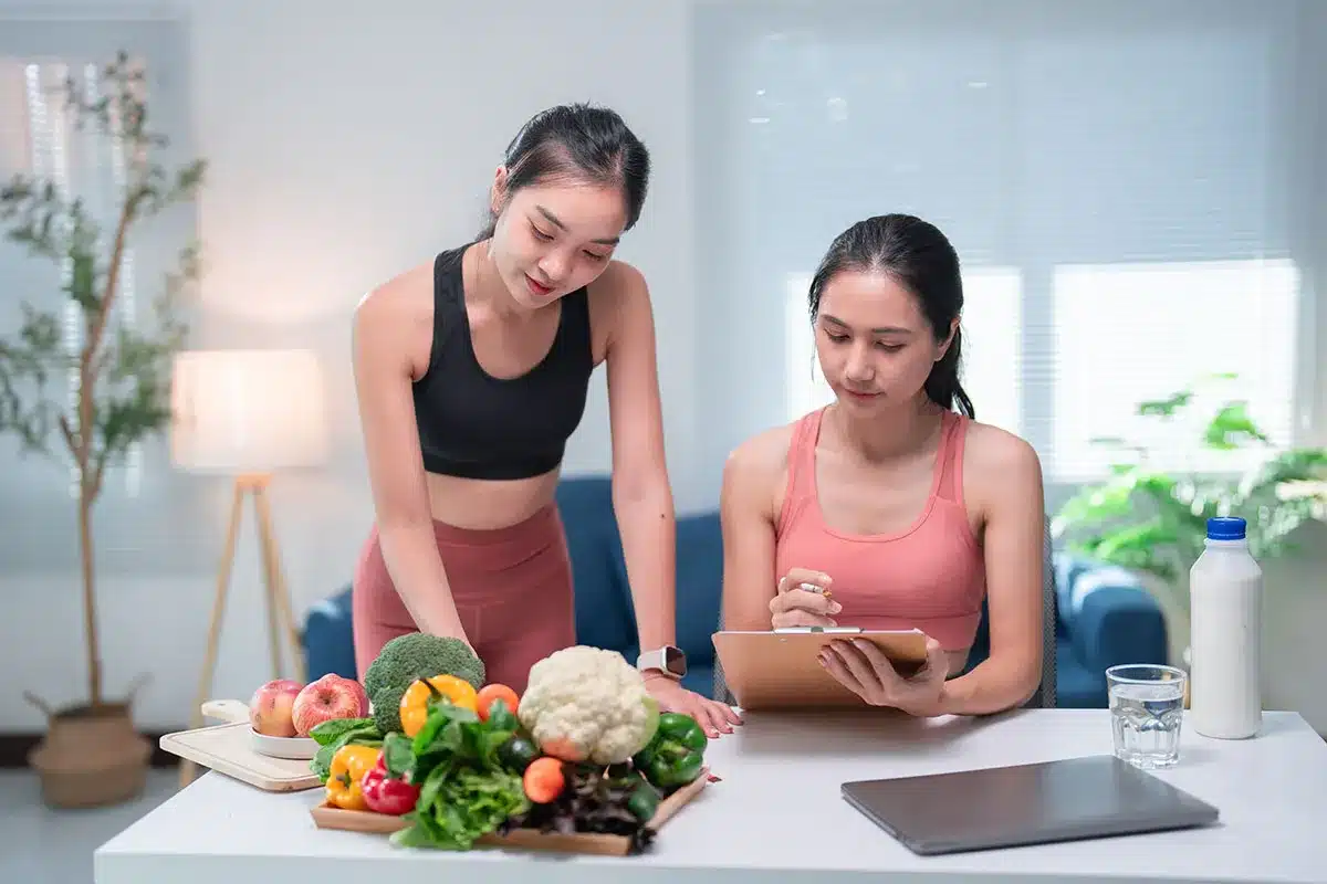 Women planning healthy diet.