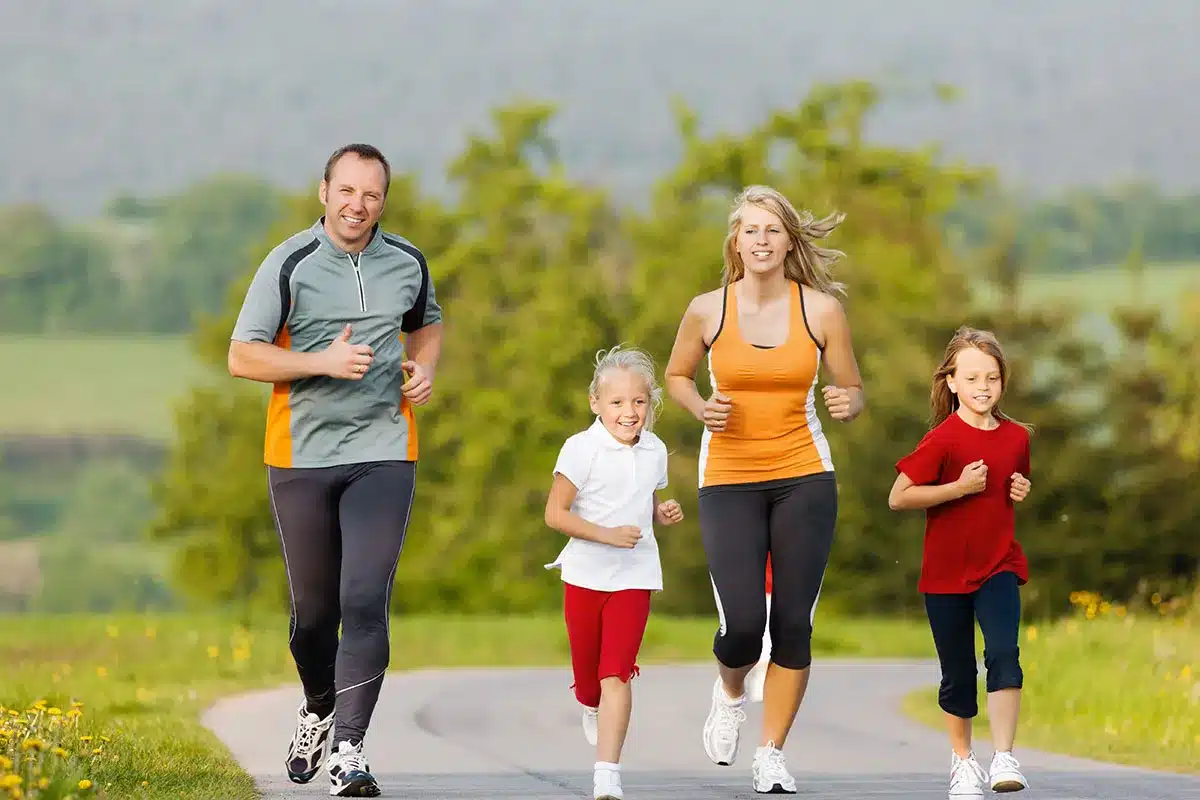 Family jogging together.