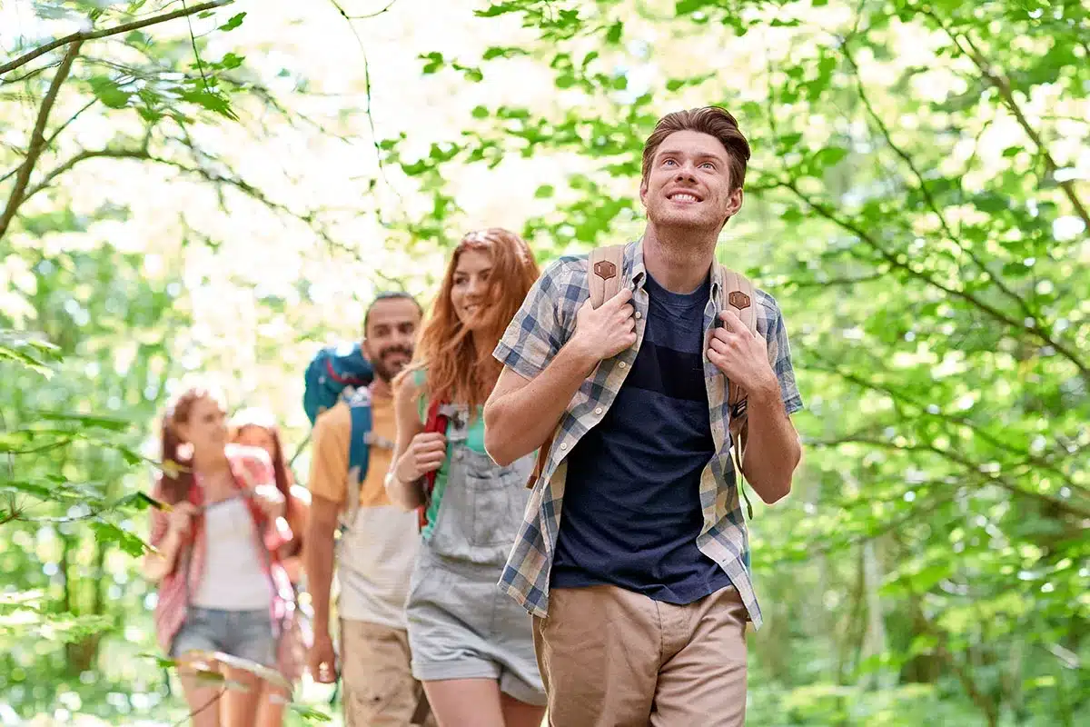 Friends hiking and enjoying nature.