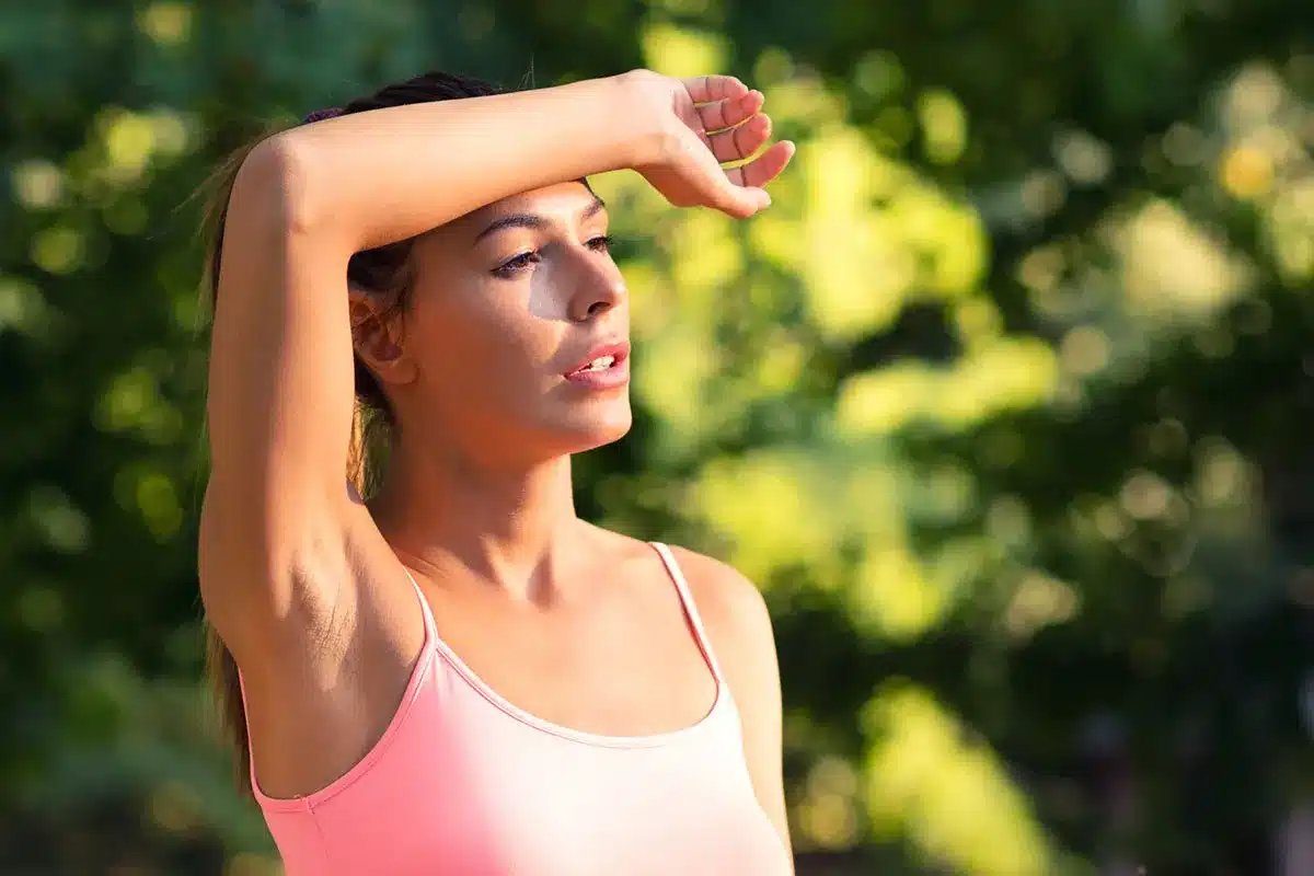 Woman resting after workout.