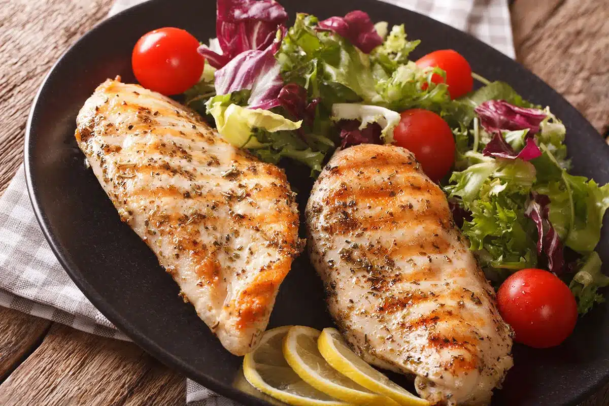 Grilled chicken breast with salad.