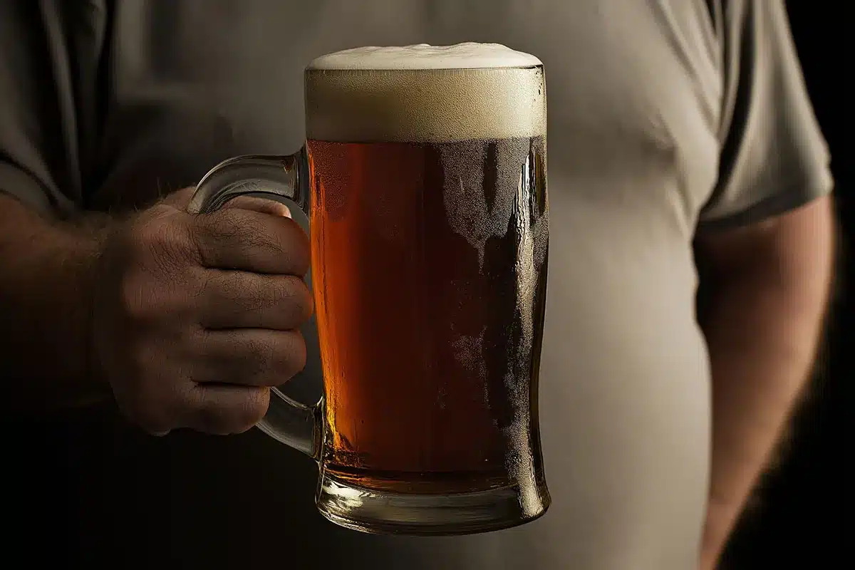 Man holding a glass of beer.