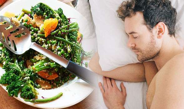 Green Vegetable Salad with Handsome Man Sleeping